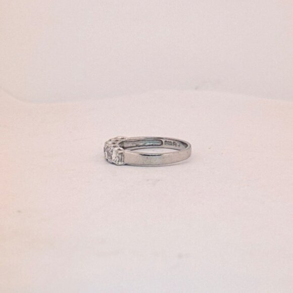 Vintage 925 Sterling Silver Five Stone CZ Band Ring Size 6.75 Estate Jewelry - Picture 5 of 11